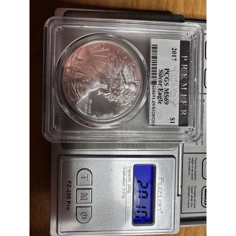 2017 (S) $1 Silver Eagle PCGS MS69 Premier Label Struck @ SF Mint "Near Perfect" - Picture 16 of 16